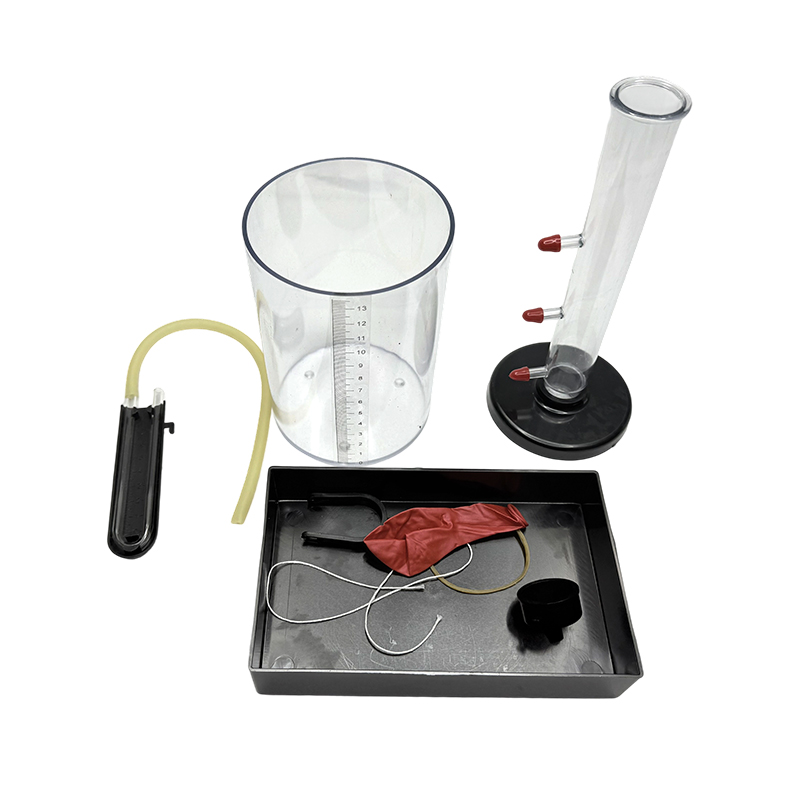 Experimentalis apparatus necessitudinis liquidae pressionis et profunditatis 